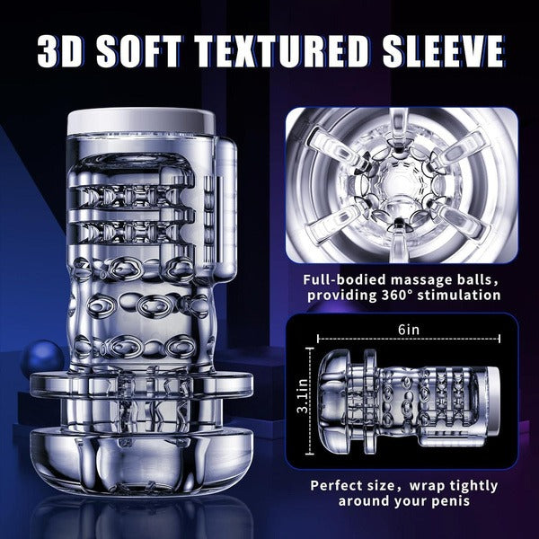 9 lökés, 9 rezgés, 5 szívó és fűtési funkció férfi maszurbátor