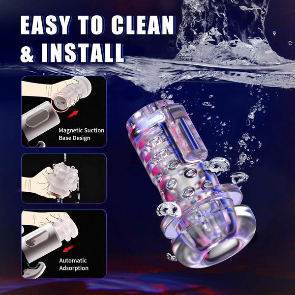 9 lökés, 9 rezgés, 5 szívó és fűtési funkció férfi maszurbátor