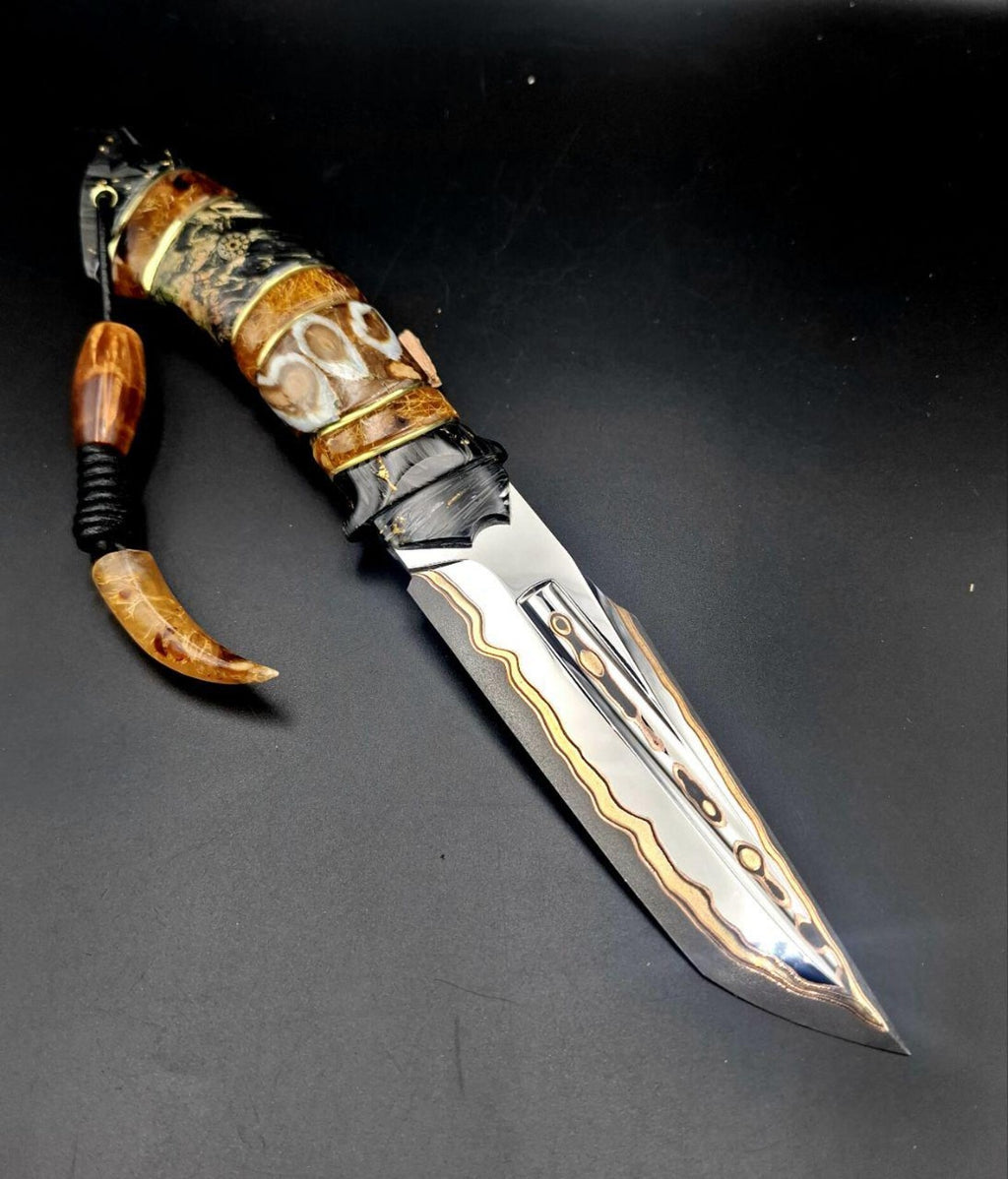 Kézzel készített "Fekete Skorpió II" kés – Magas széntartalmú acél, Gyűjtői ajándék