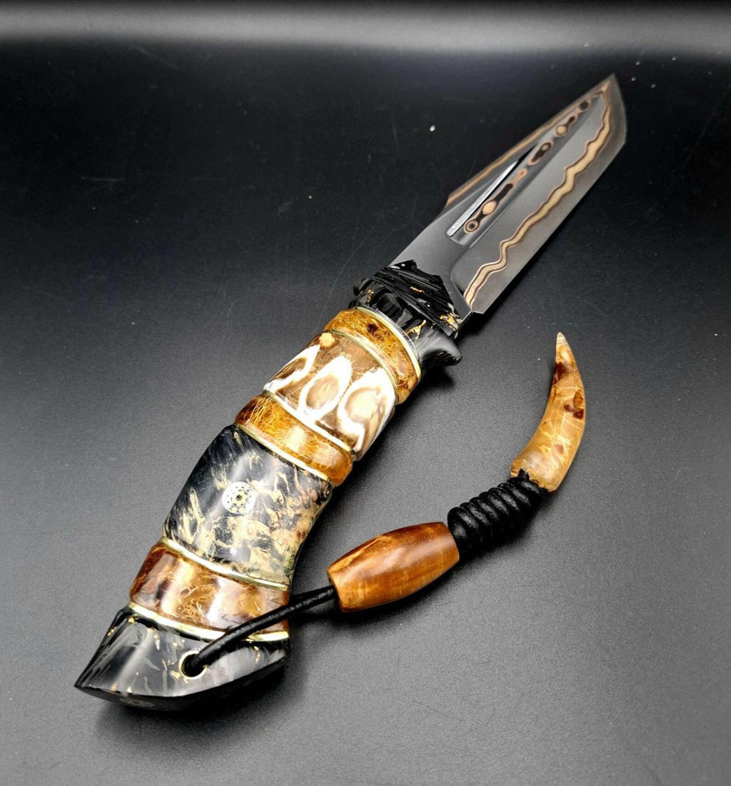 Kézzel készített "Fekete Skorpió II" kés – Magas széntartalmú acél, Gyűjtői ajándék