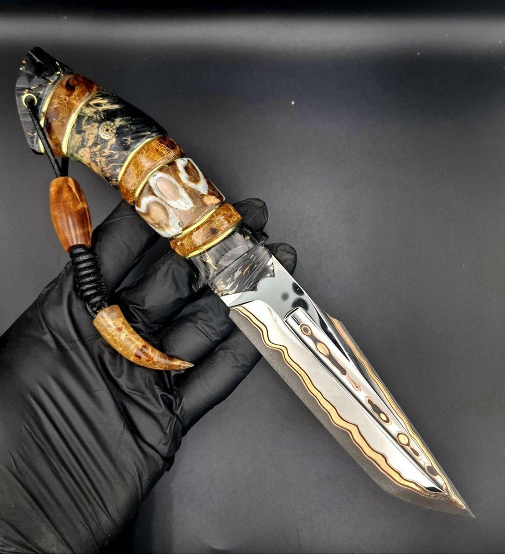 Kézzel készített "Fekete Skorpió II" kés – Magas széntartalmú acél, Gyűjtői ajándék