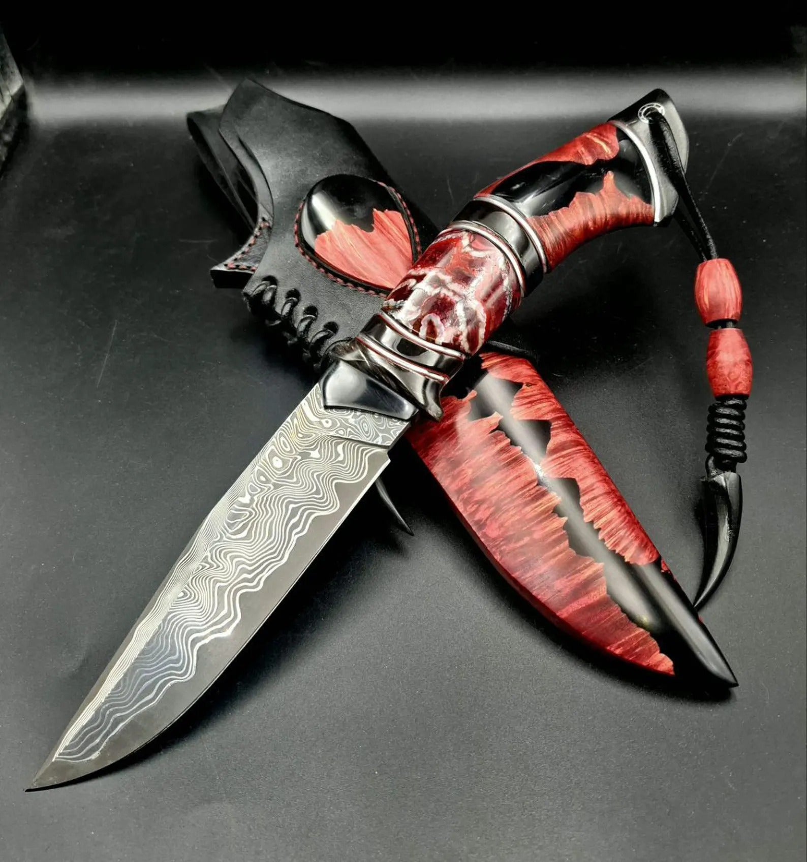 Kézzel készített "Vörös Sárkány" kés – CPM REX121 acél, gyűjtői ajándék