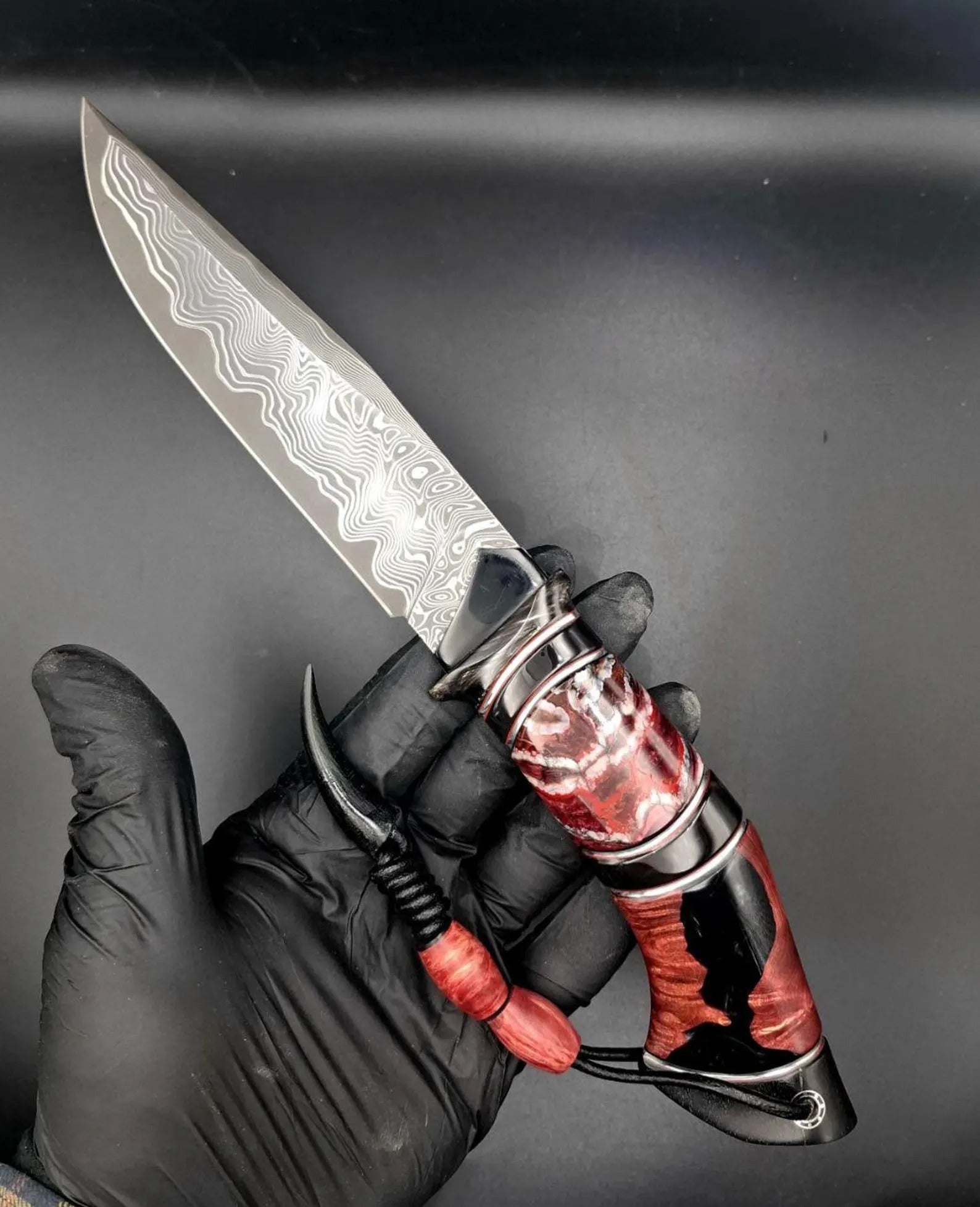 Kézzel készített "Vörös Sárkány" kés – CPM REX121 acél, gyűjtői ajándék