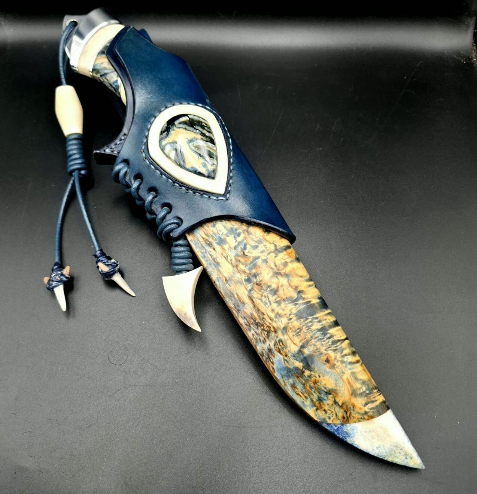 Óceánnal készített, mozaikból készült damaszkuszi kés – gyűjtői művészeti penge