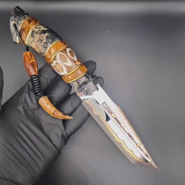 Kézzel készített "Fekete Skorpió II" kés – Magas széntartalmú acél, Gyűjtői ajándék